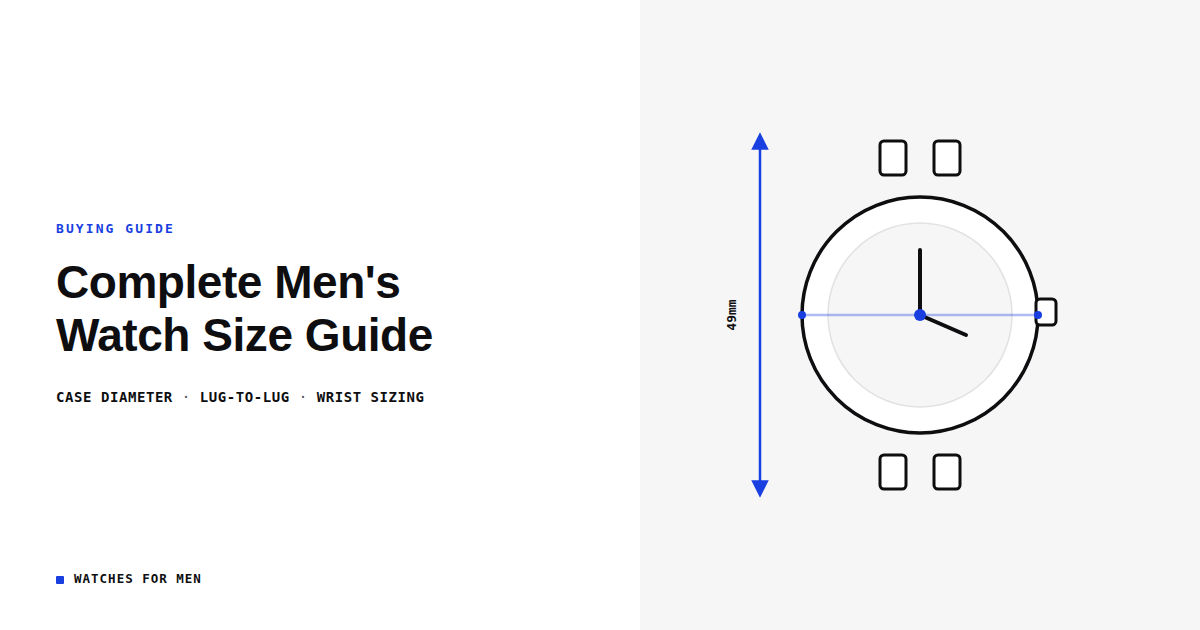 Complete Men’s Watch Size Guide: Case Diameter, Lug-to-Lug & Wrist Sizing watch size guide featured image